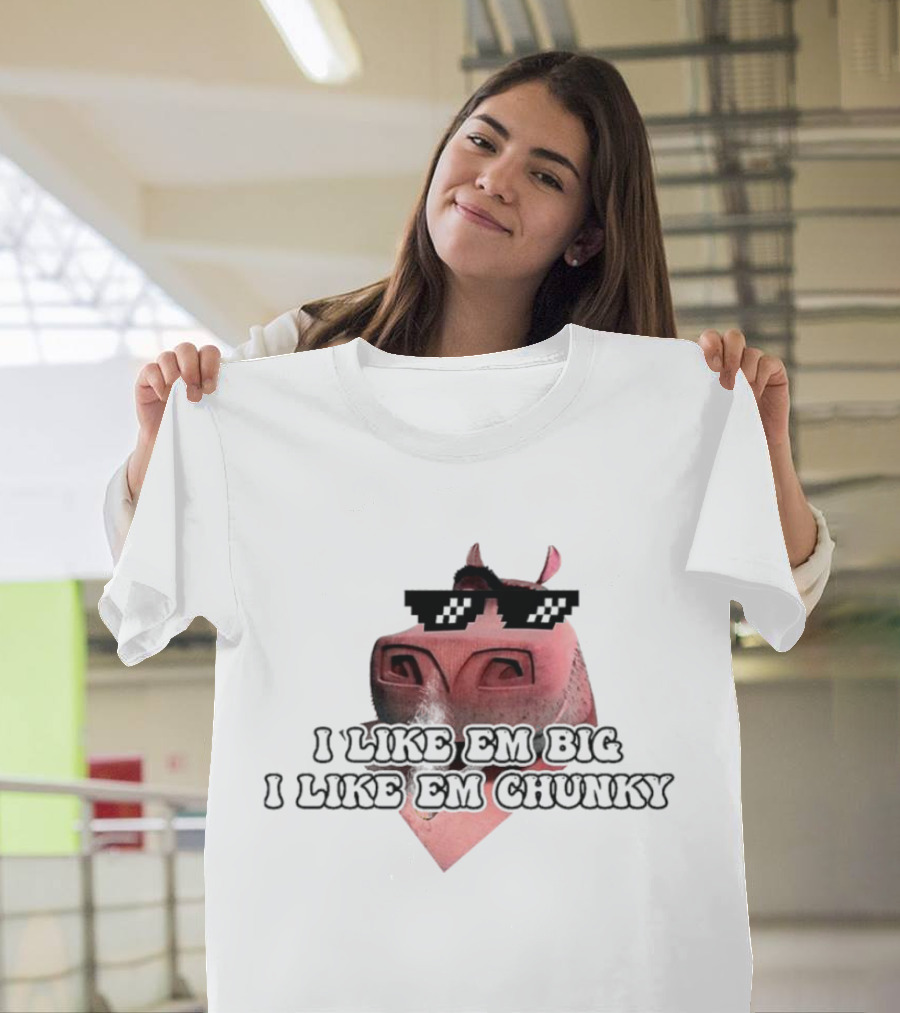 I Like Em Big I Like Em Chunky Thug Life Pig with Sunglasses T-Shirt