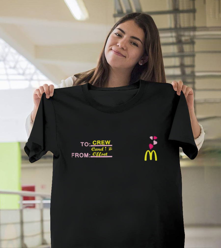 Crew CardI B Offset McDonald's Logo with Heart T-Shirt