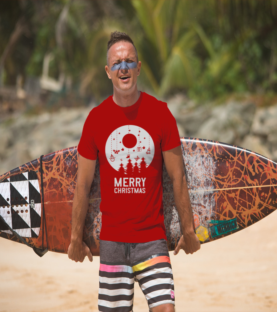 Merry Christmas Snowman Trees Stars And Presents T-Shirt