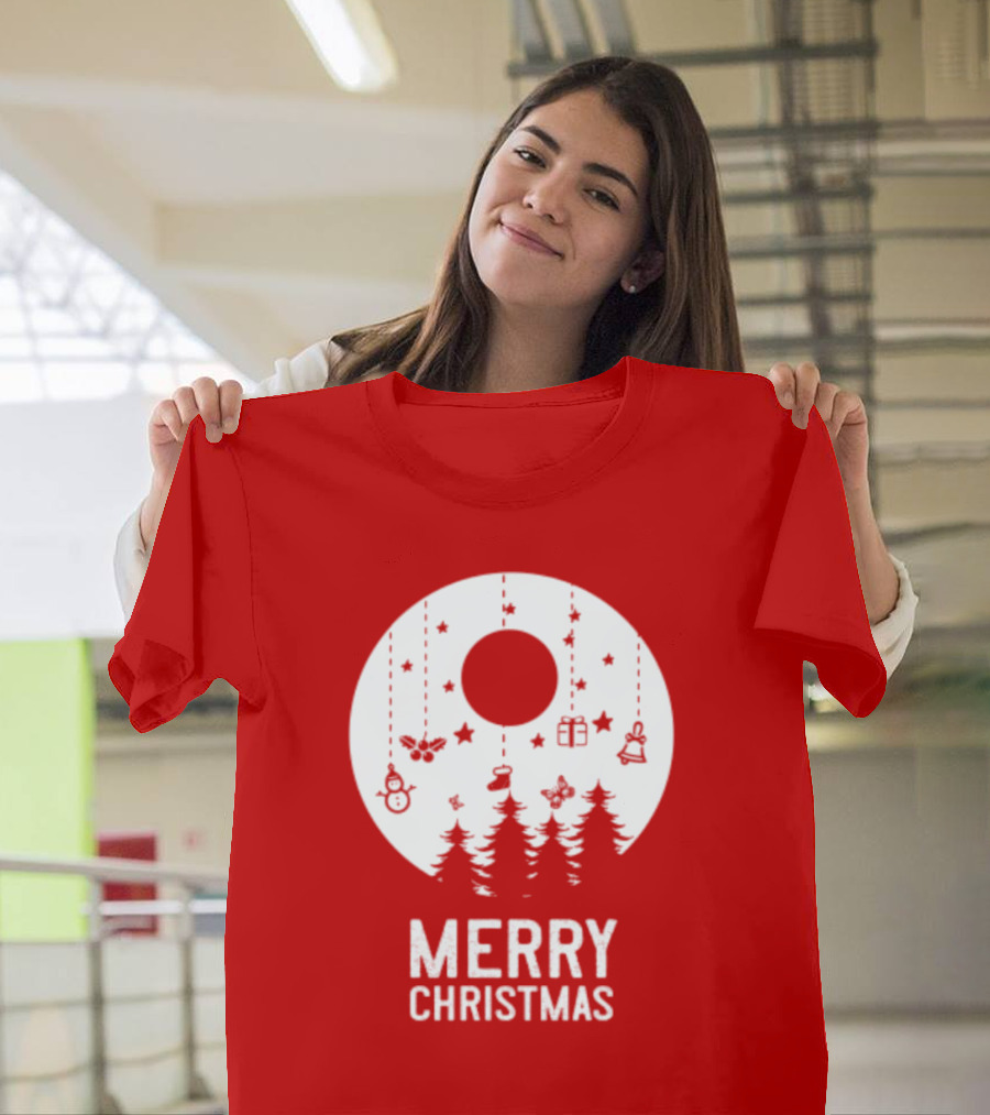 Merry Christmas Snowman Trees Stars and Presents T-Shirt