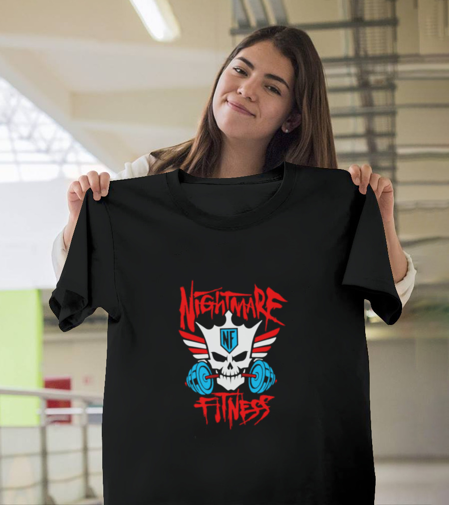 Nightmare Fitness NF Skull Wings Barbell Emblem T-Shirt