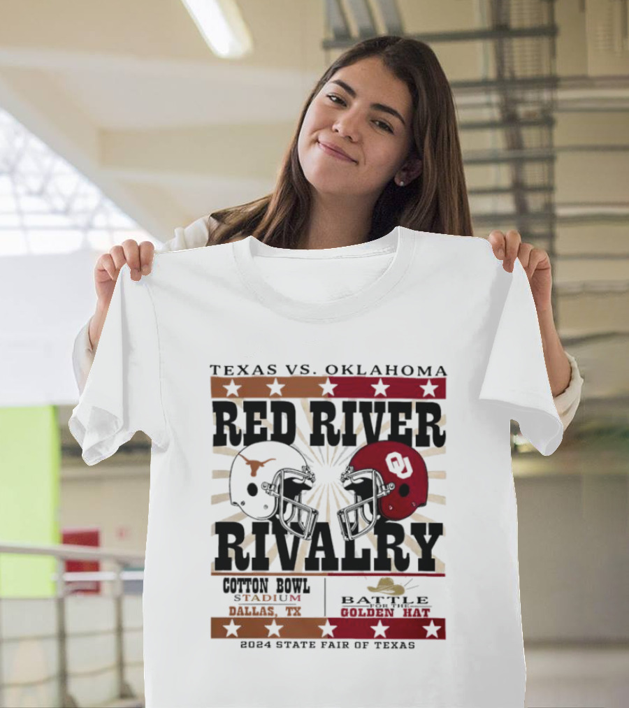 Texas vs. Oklahoma Red River Rivalry Cotton Bowl Battle for the Golden Hat 2024 State Fair of Texas T-Shirt