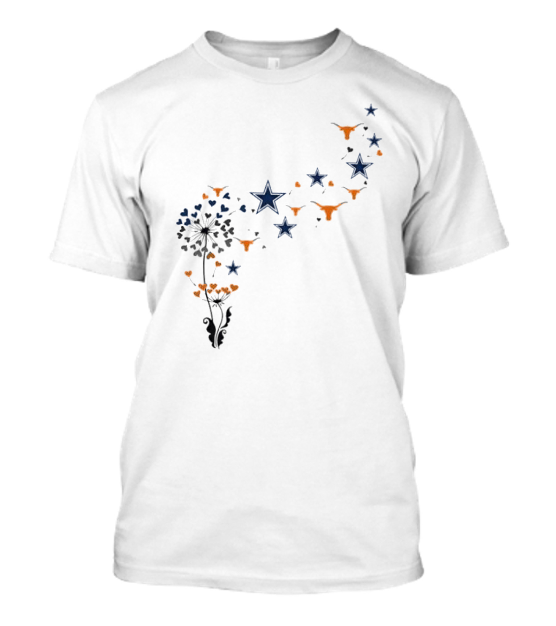 Dandelion Hearts Texas Longhorns Stars Dallas Cowboys T-Shirt
