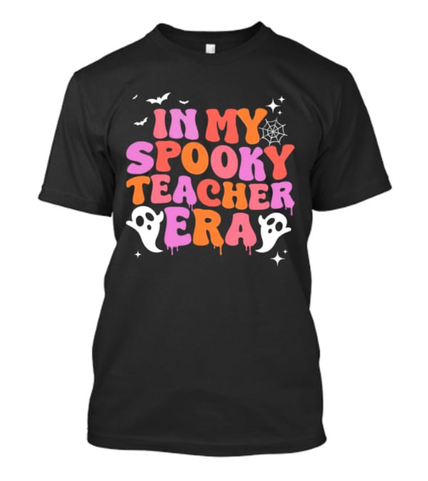 In My Spooky Teacher Era Ghost Halloween Bats Web Stars T-Shirt