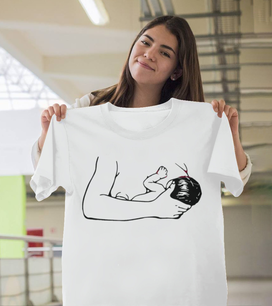 Breastfeeding Mother And Child Silhouette With Red Accents T-Shirt