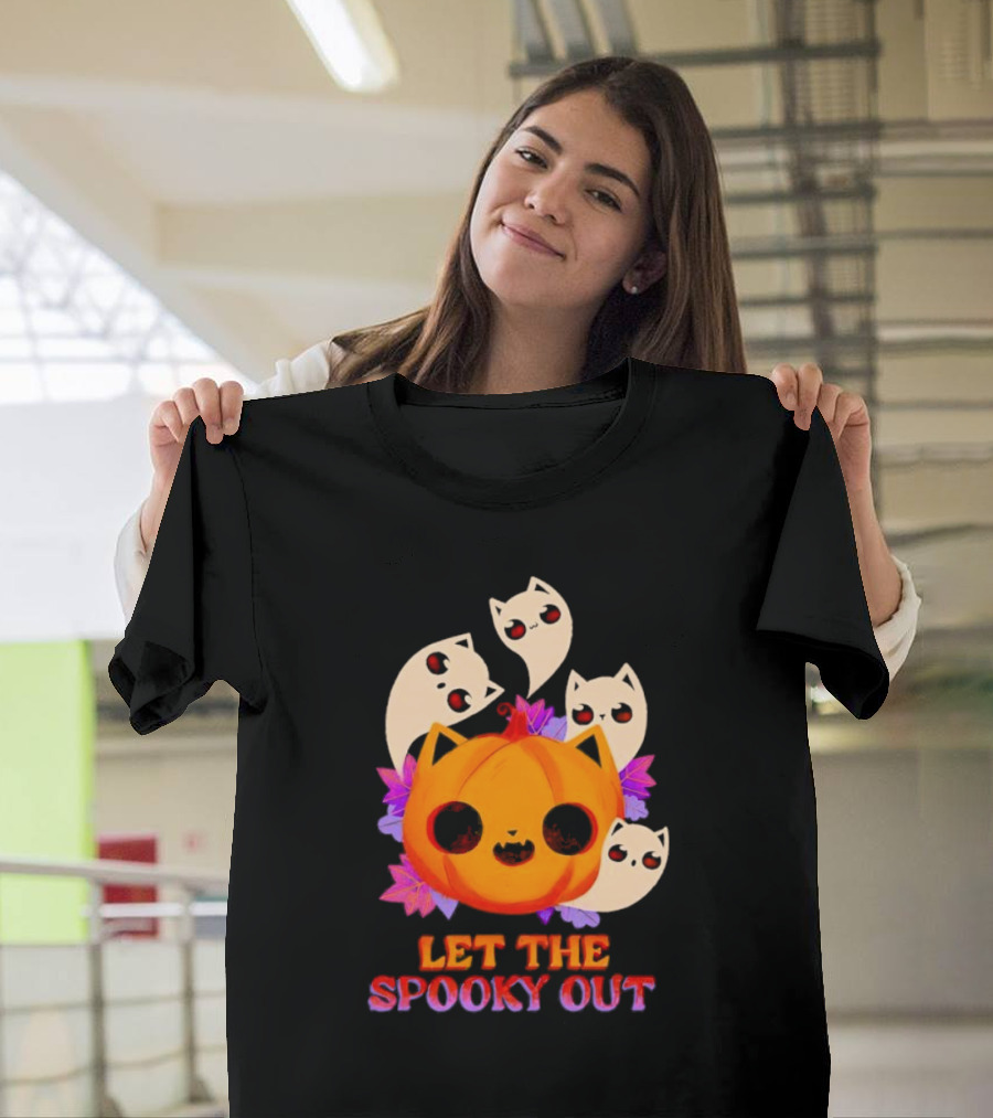 Let The Spooky Out Cute Pumpkin Halloween Ghosts T-Shirt