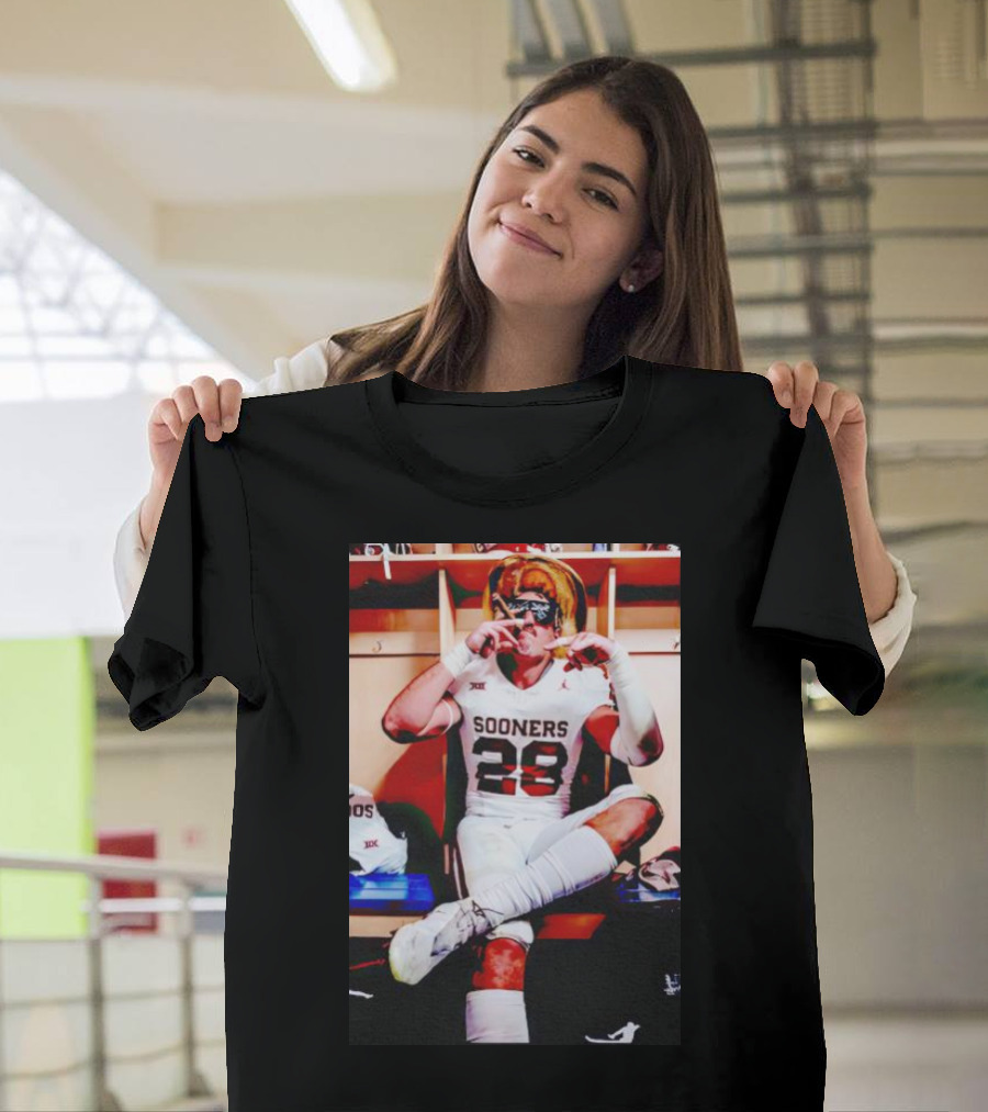 Sooners 28 Danny Stutsman Red River Rivalry Football Locker Room Image T-Shirt