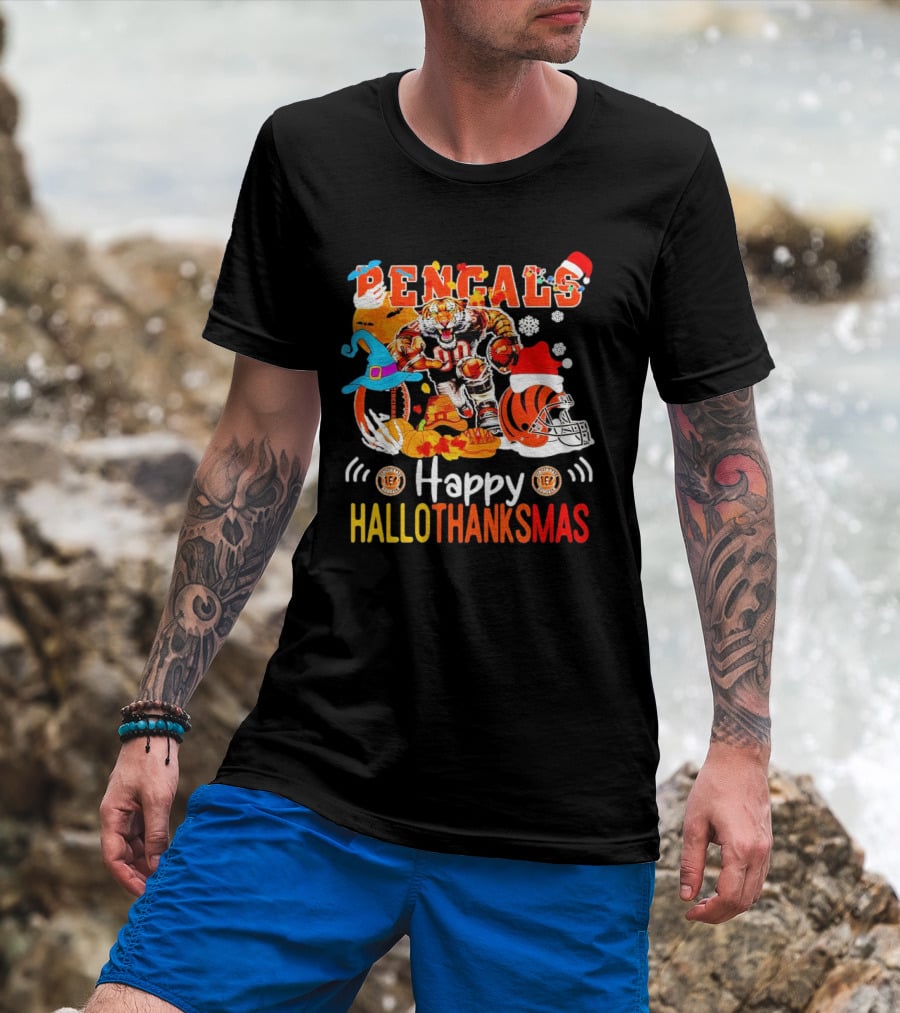 Bengals Mascot Festive Happy Hallothanksmas T-Shirt