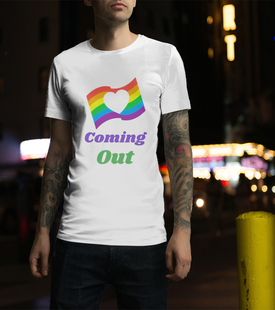 Rainbow Heart Flag Coming Out T-Shirt