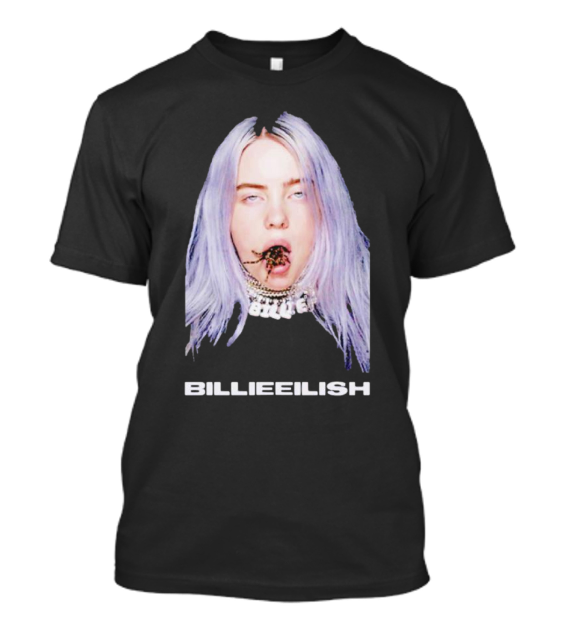 Billie Eilish Tarantula Mouth Necklace Vision Silver Hair T-Shirt