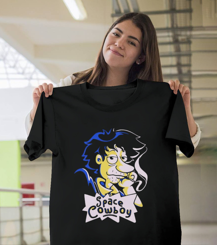 Space Cowboy Smoking Cartoon Character T-Shirt