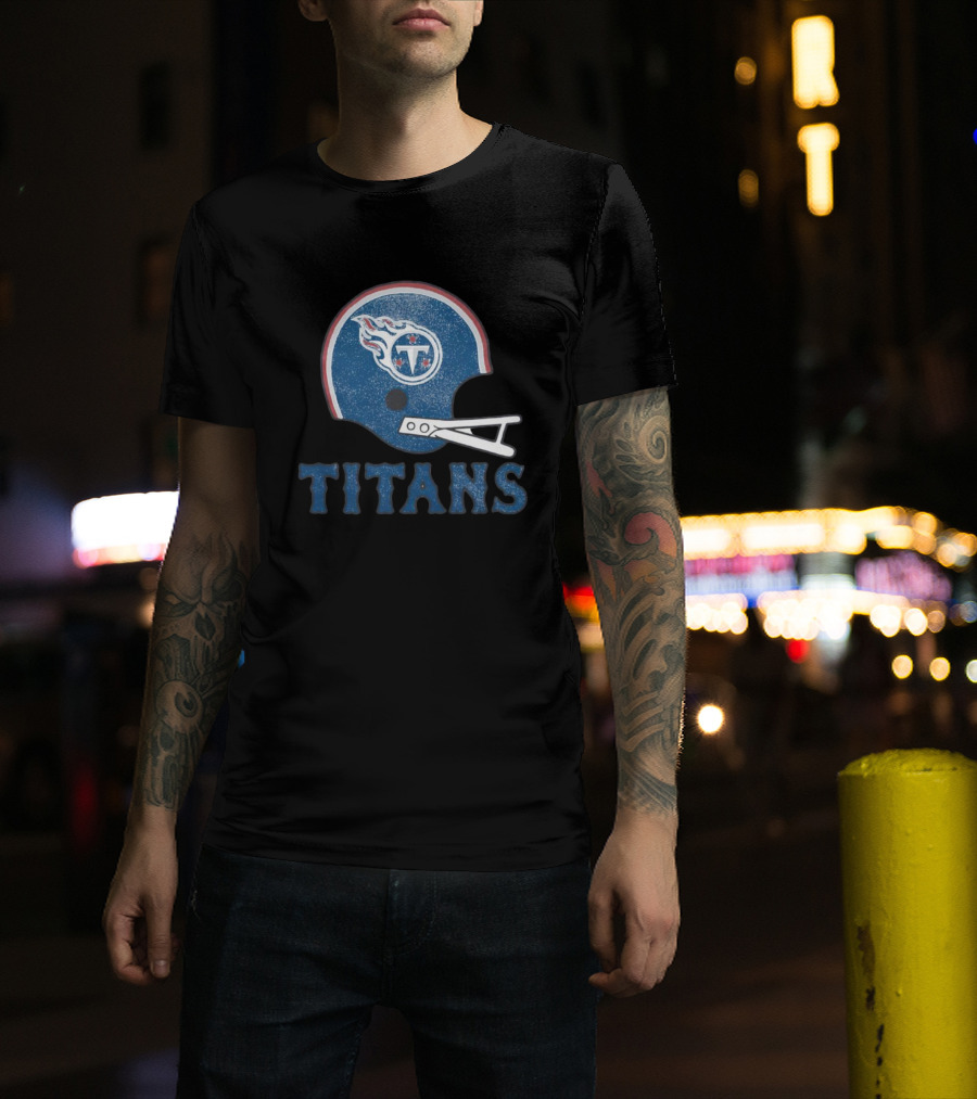 Tennessee Titans Helmet Logo Bold Titans Text T-Shirt