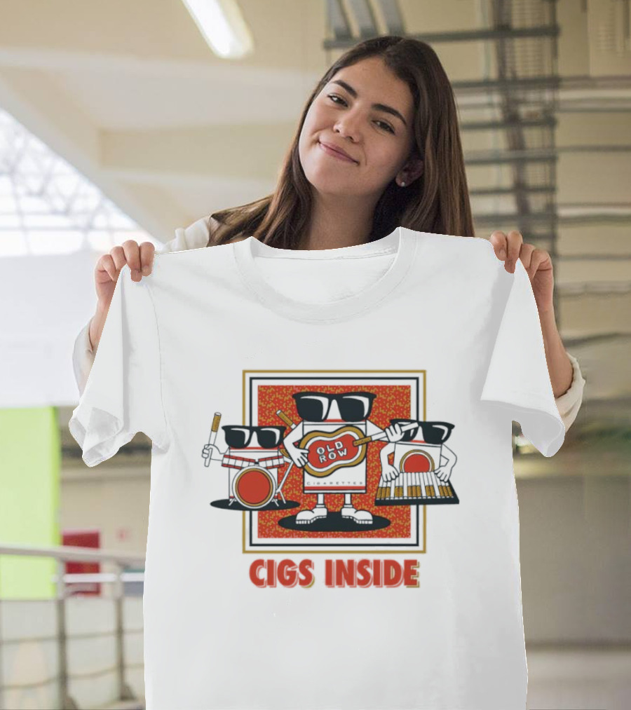 Cigs Inside Guitar Band with Sunglasses and Instruments T-Shirt
