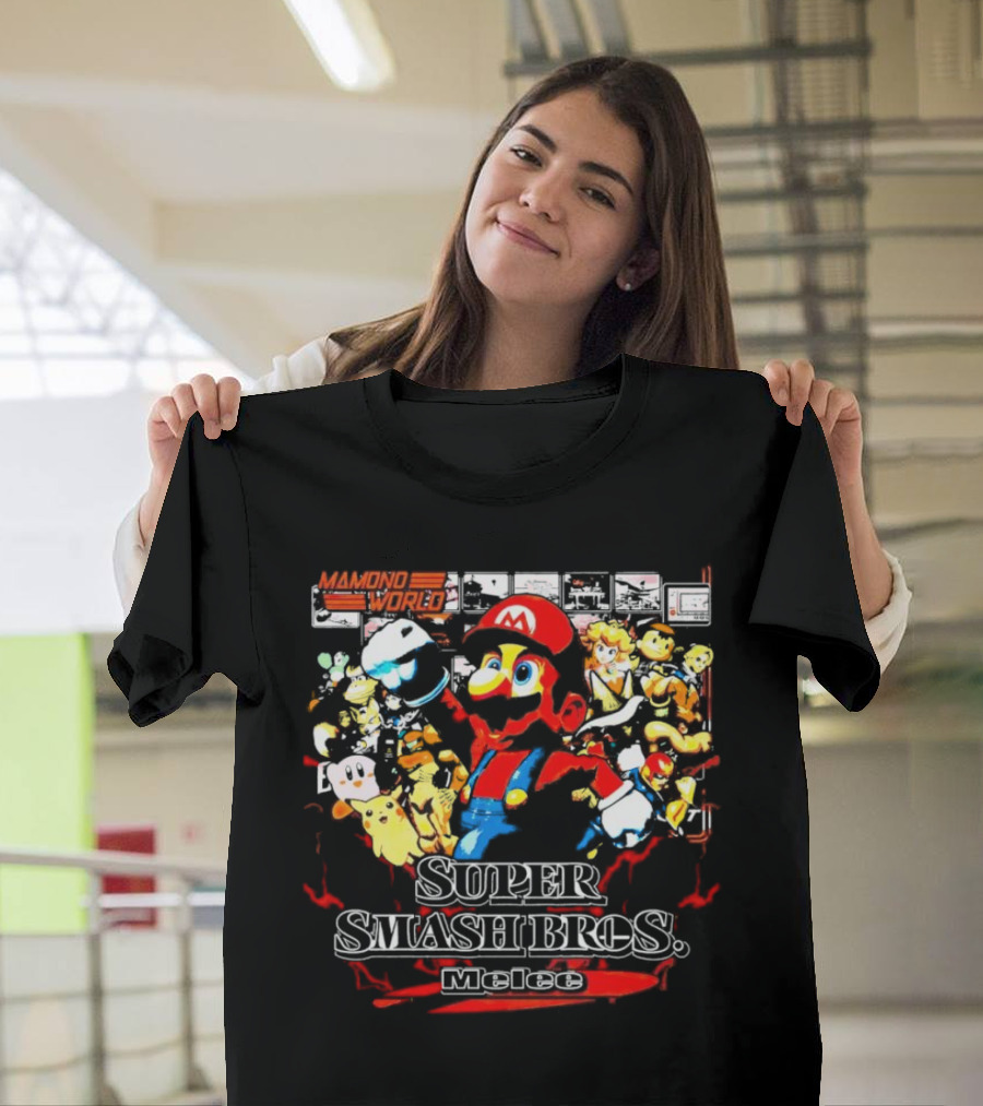 Mamoni World Mario X Cartoon Characters Super Smash Bros Melee T-Shirt