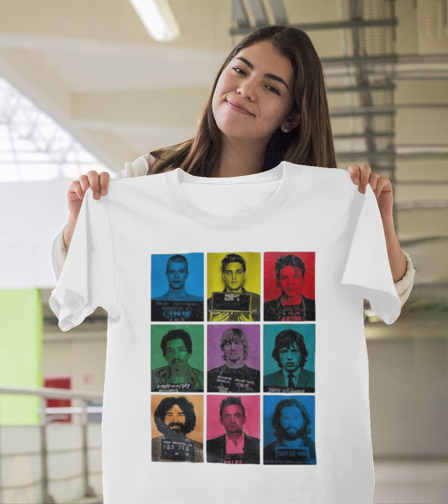Police Department Mugshots Vintage Music Icons T-Shirt