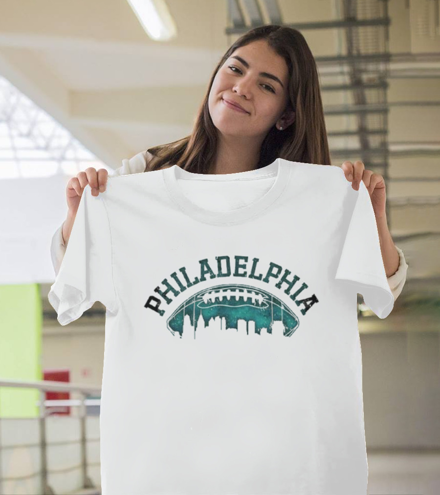 Philadelphia Football Skyline with Football Arch T-Shirt