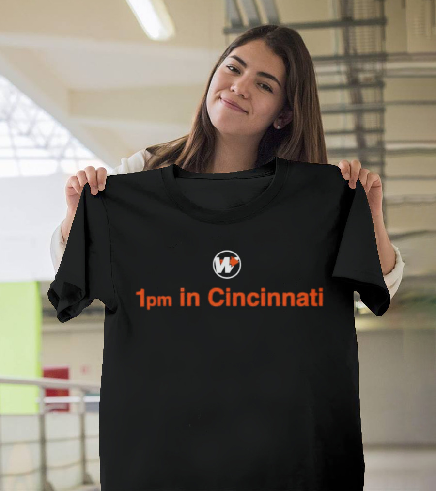 1pm In Cincinnati Football Motif With Tiger-Themed Emblem T-Shirt