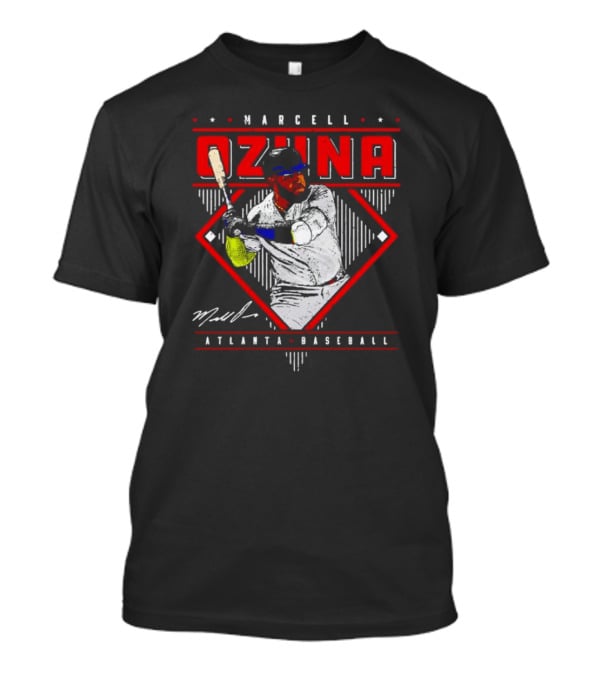 Marcell Ozuna Atlanta Baseball Diamond Graphic Signature T-Shirt