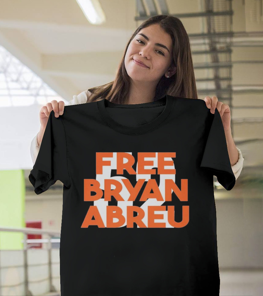 Free Bryan Abreu 52 Bold Orange Text T-Shirt