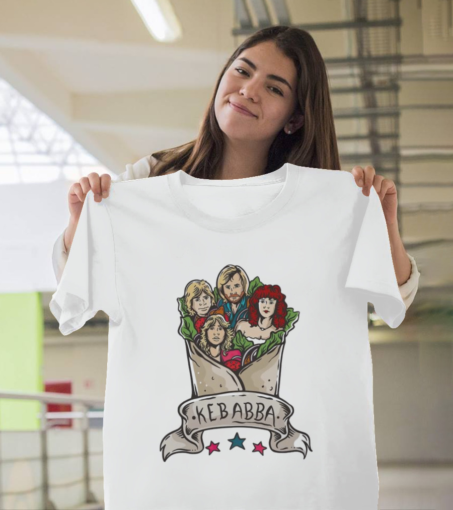 Kebabba Kebab 70s Style Characters in Wrap with Stars T-Shirt