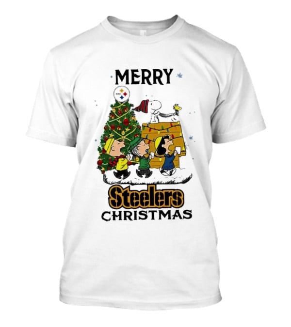 Merry Christmas Pittsburgh Steelers Peanuts Characters T-Shirt