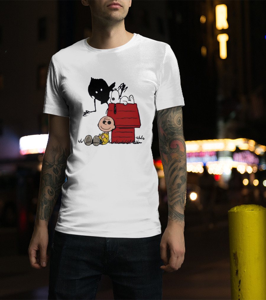 Charlie Brown Snoopy Woodstock Shadow Doghouse T-Shirt