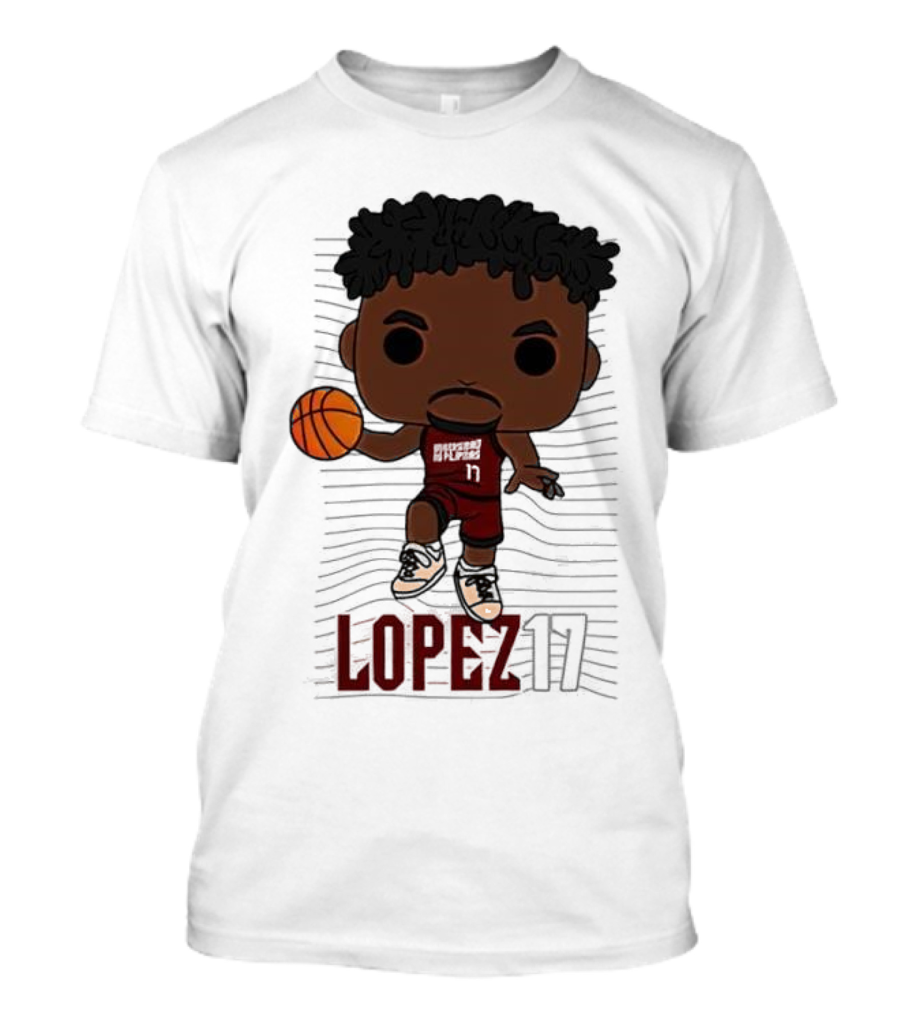 Lopez 17 Basketball Chibi Dribble T-Shirt