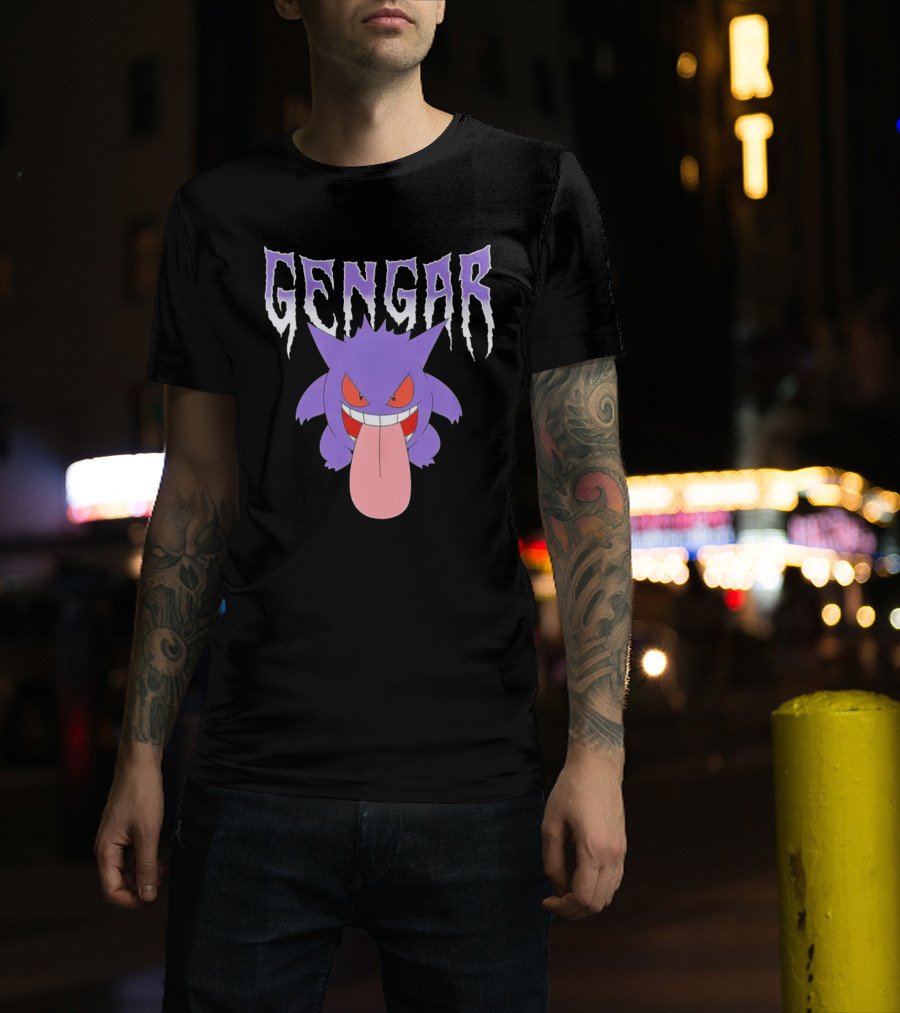 Pokemon Gengar Metal Typography Purple Monster T-Shirt