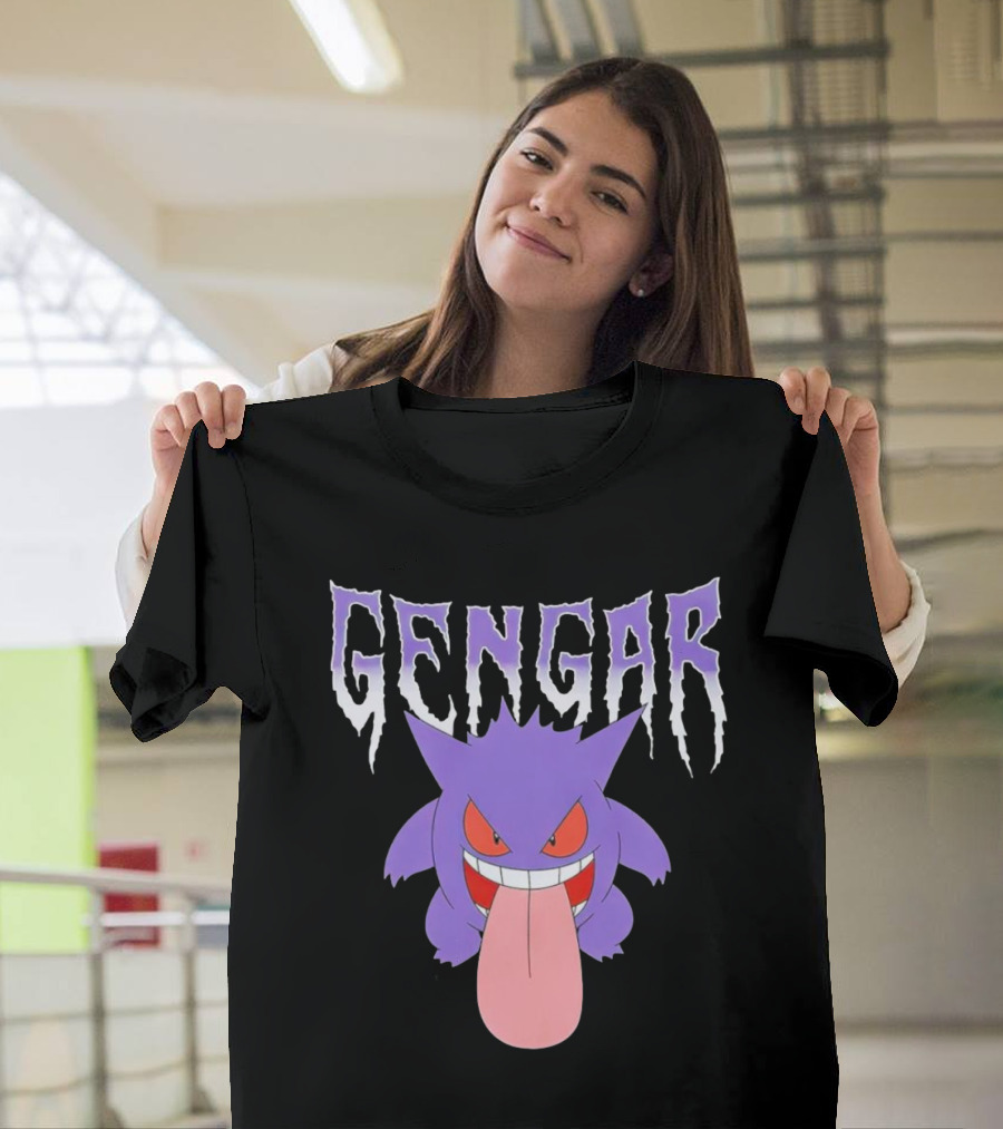 Pokemon Gengar Metal Typography Purple Monster T-Shirt