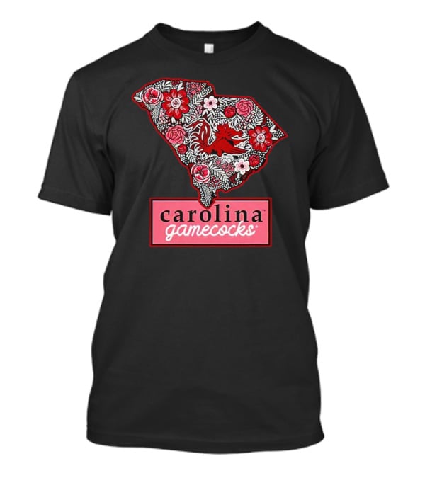 Carolina Gamecocks Floral South Carolina State Outline T-Shirt