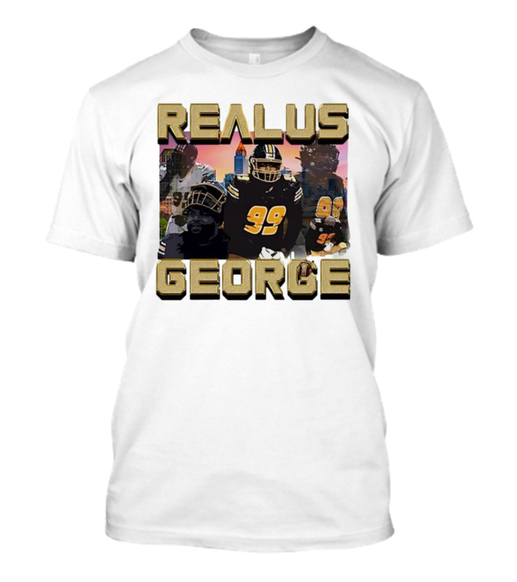 Realus George 99 Football Player Urban Skyline T-Shirt