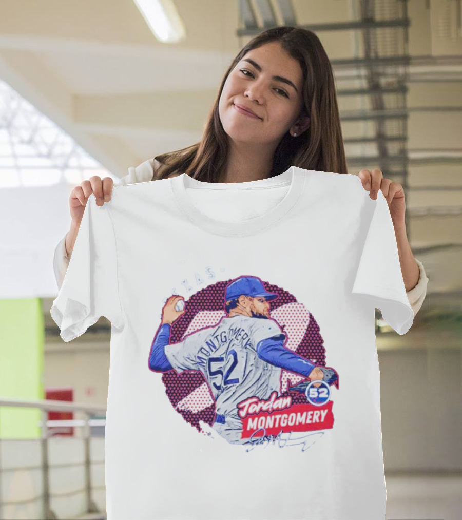 Jordan Montgomery Texas Baseball 52 Signature T-Shirt