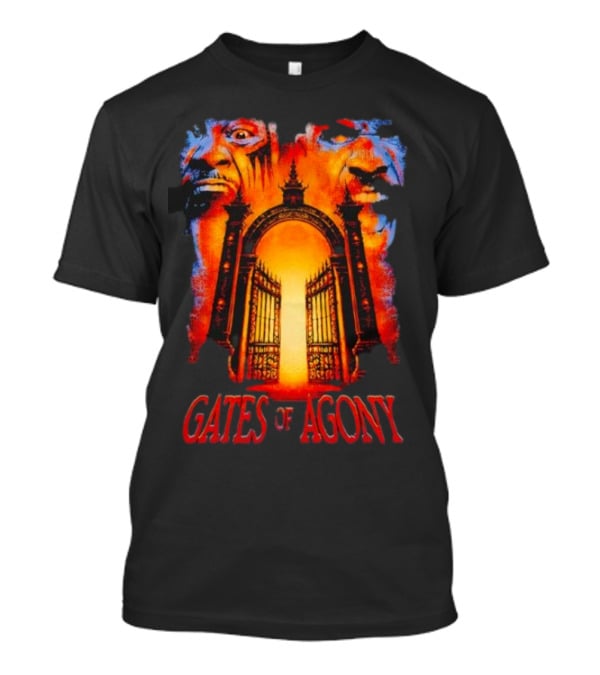 Gates Of Agony Open The Gates With Horror Faces And Fiery Entrance T-Shirt