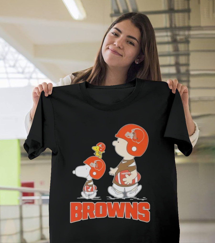 Snoopy Charlie Brown Woodstock Football Browns T-Shirt