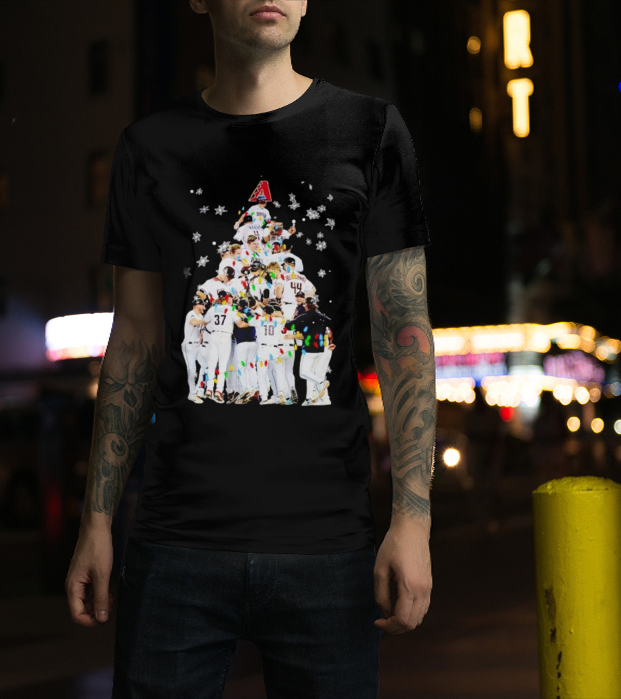 Arizona Diamondbacks Baseball Team Christmas Tree With Logo And Players T-Shirt