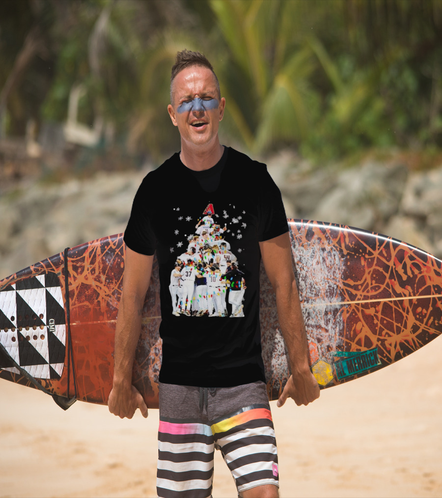 Arizona Diamondbacks Baseball Team Christmas Tree With Logo And Players T-Shirt