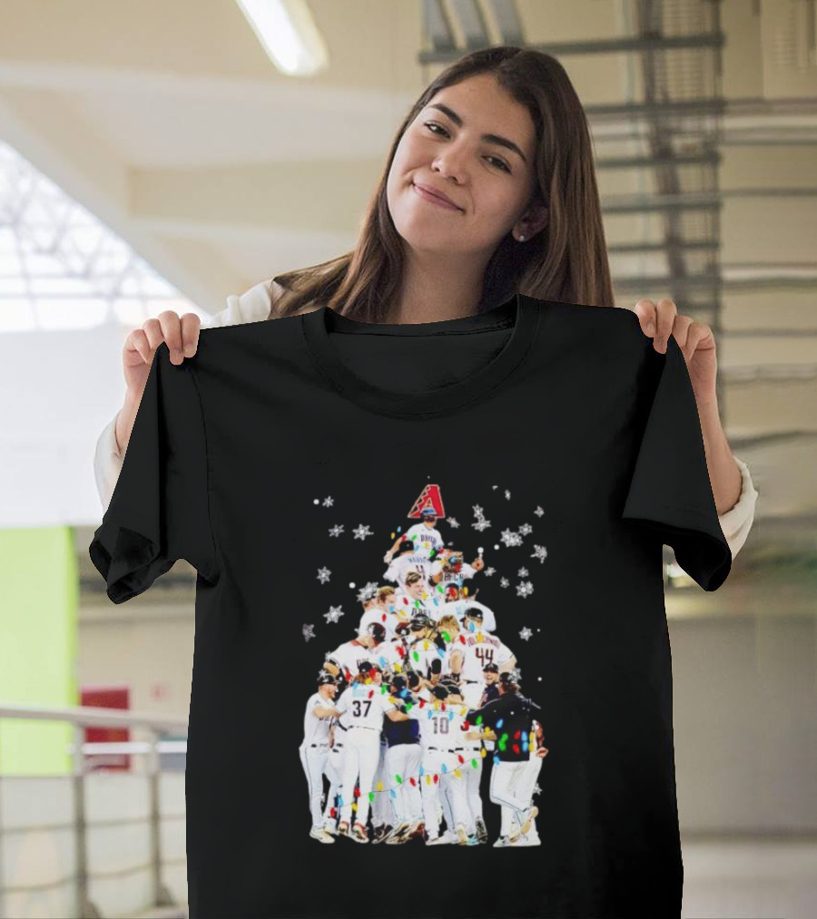 Arizona Diamondbacks Baseball Team Christmas Tree with Logo and Players T-Shirt