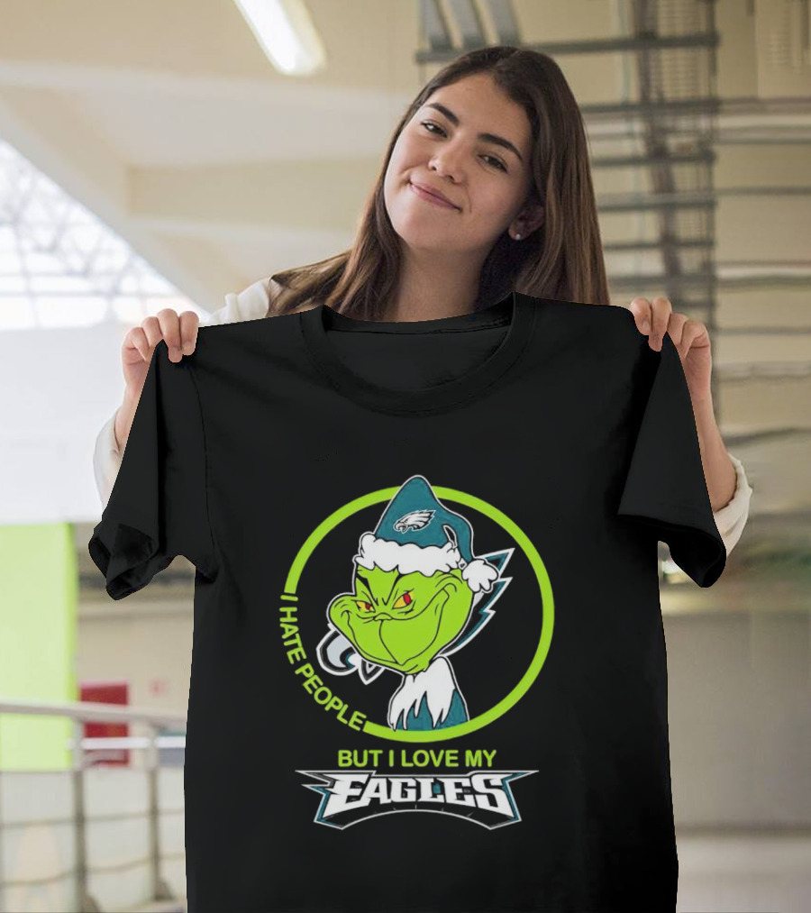 Grinch I Hate People But I Love My Eagles T-Shirt