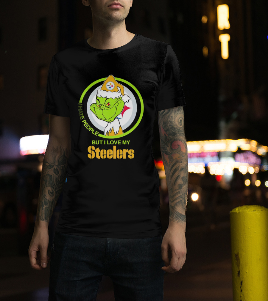 Grinch I Hate People But I Love My Steelers Pittsburgh T-Shirt