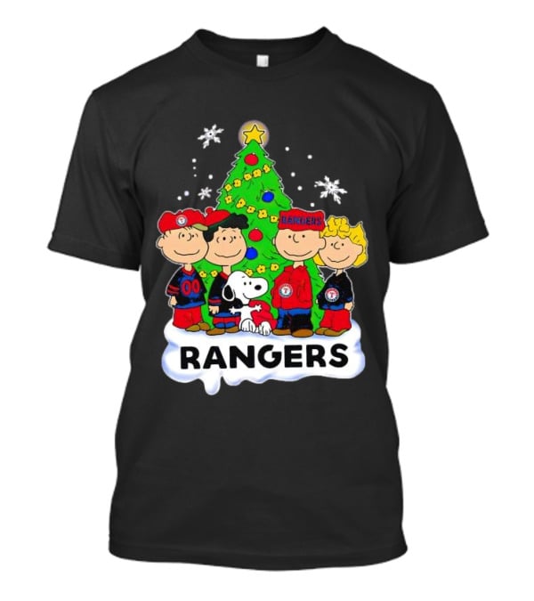 Peanuts Snoopy Christmas Tree Texas Rangers Winter Holiday T-Shirt