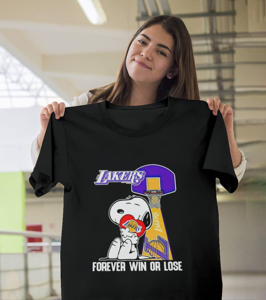 Snoopy Los Angeles Lakers Basketball Forever Win Or Lose T-Shirt