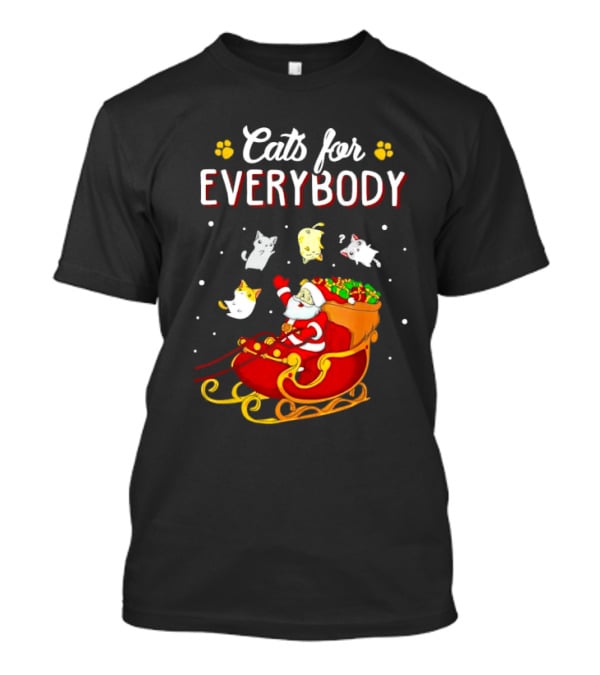 Cats For Everybody Santa With Cats Sleigh Christmas T-Shirt