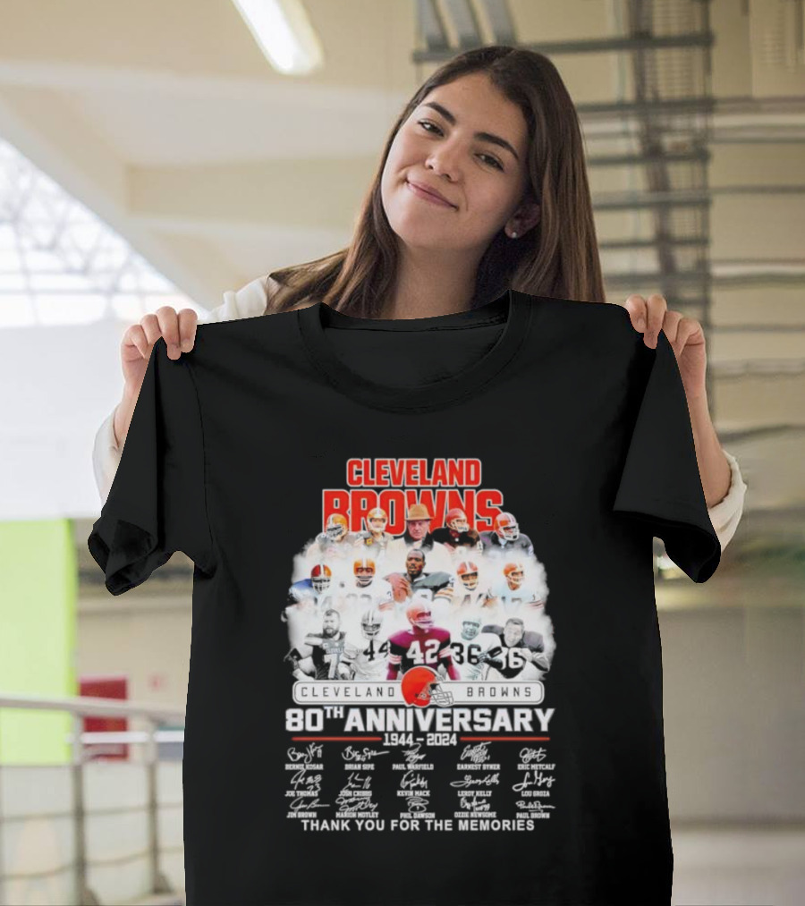 Cleveland Browns 80th Anniversary 1944 2024 Thank You for the Memories Iconic Players and Signatures T-Shirt