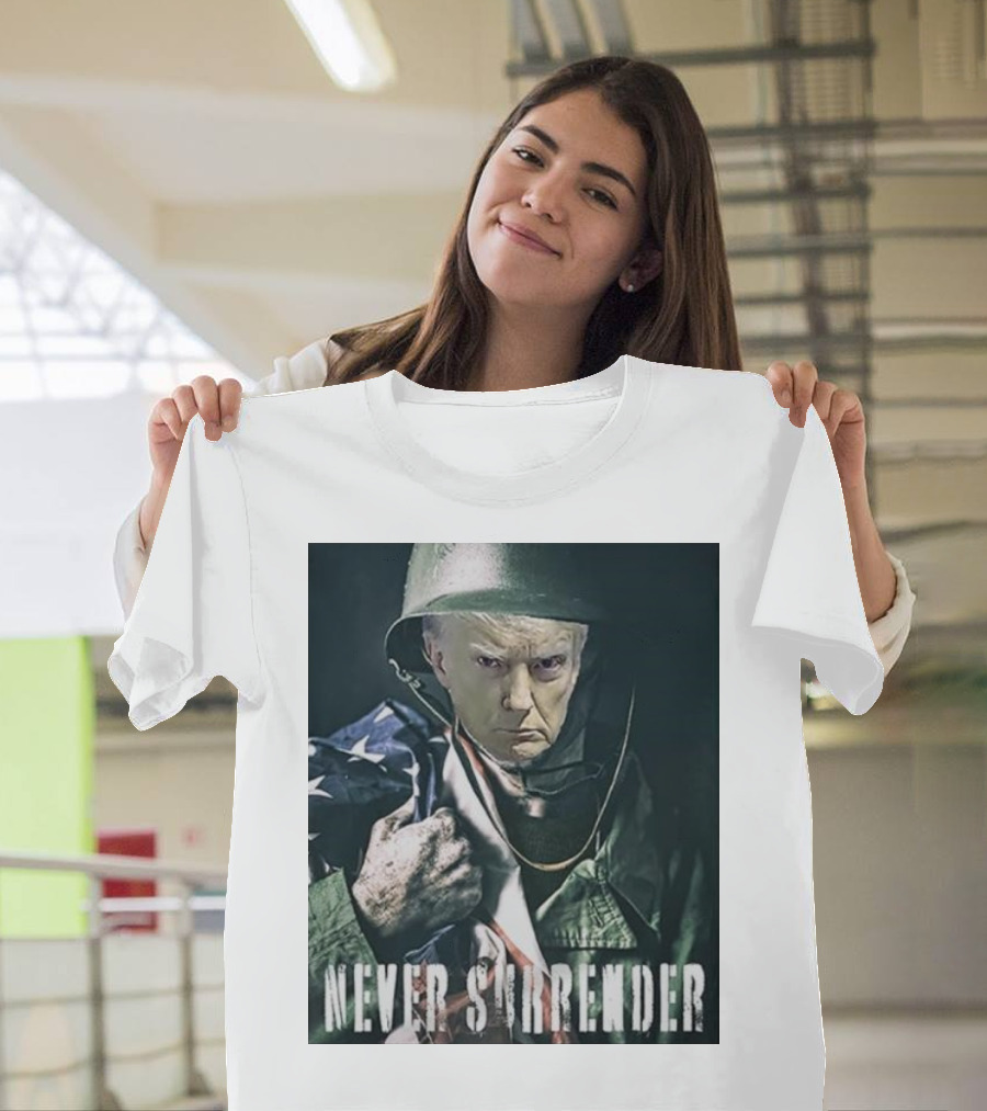 Donald Trump Never Surrender Military Helmet American Flag T-Shirt