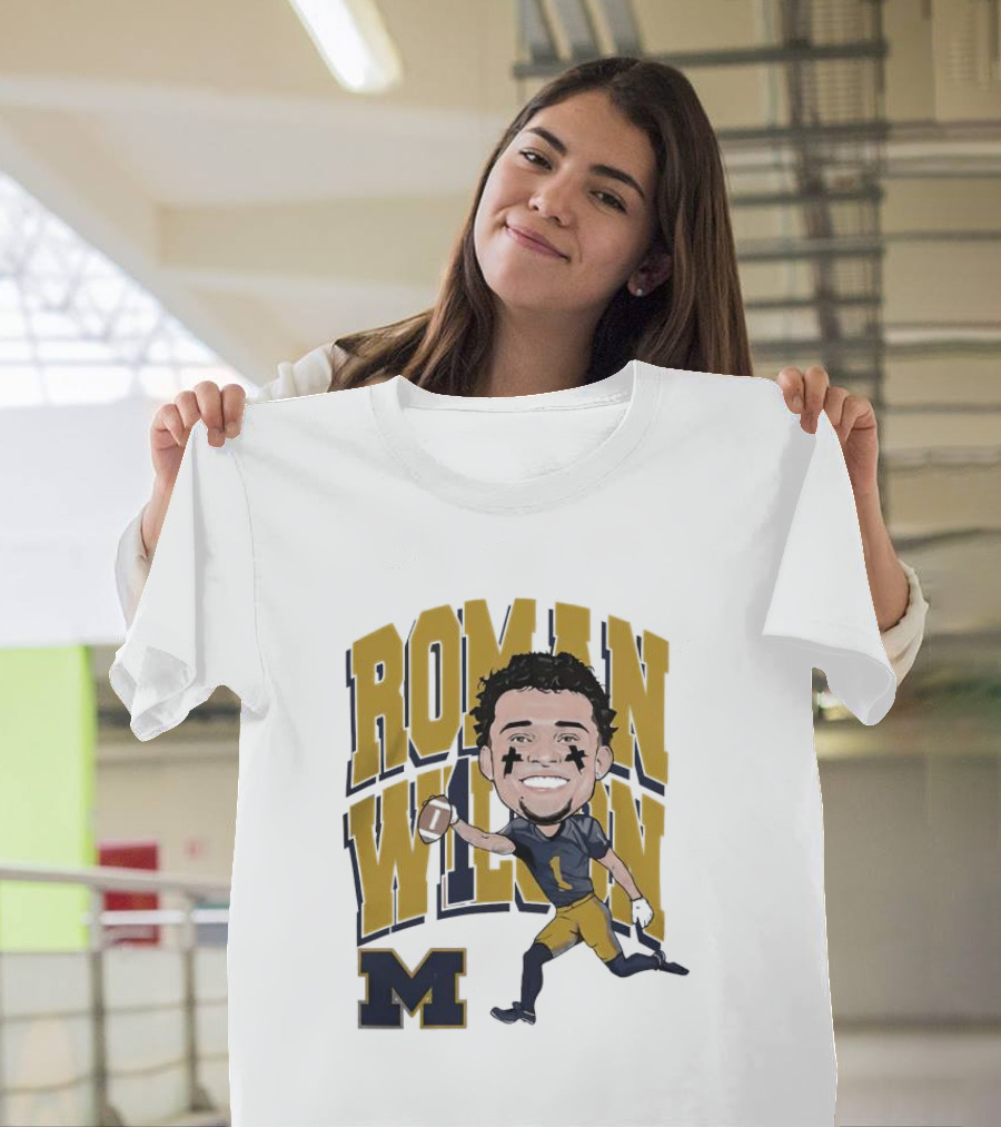 Roman Wilson University Of Michigan Football Caricature Roman Wilson M T-Shirt