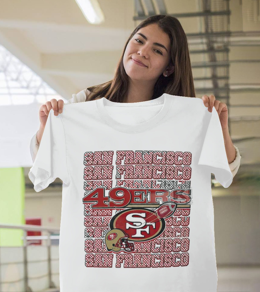 San Francisco 49ers Checkered Helmet T-Shirt