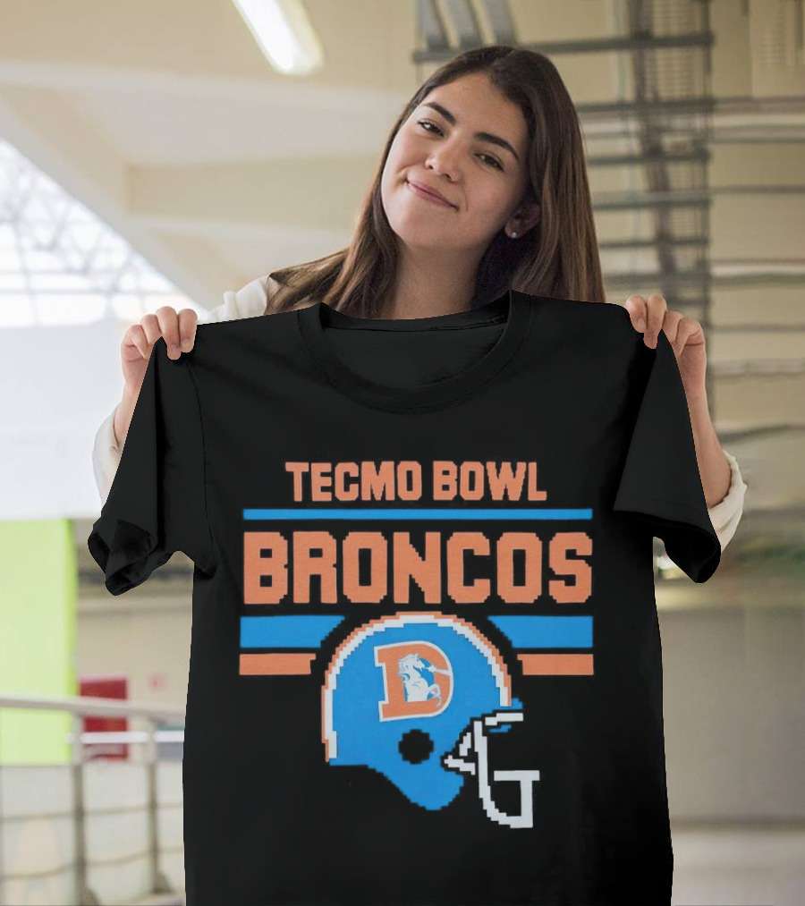 Tecmo Bowl Denver Broncos Retro Helmet Pixel T-Shirt