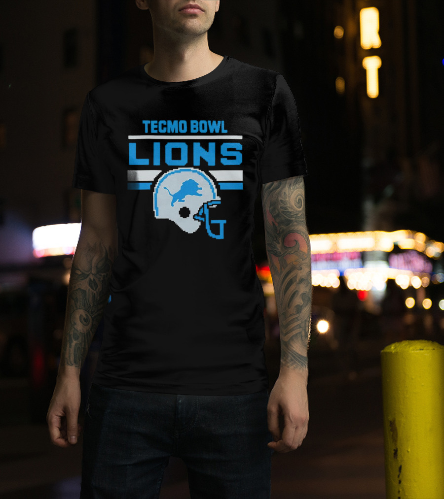 Tecmo Bowl Lions Helmet Detroit T-Shirt