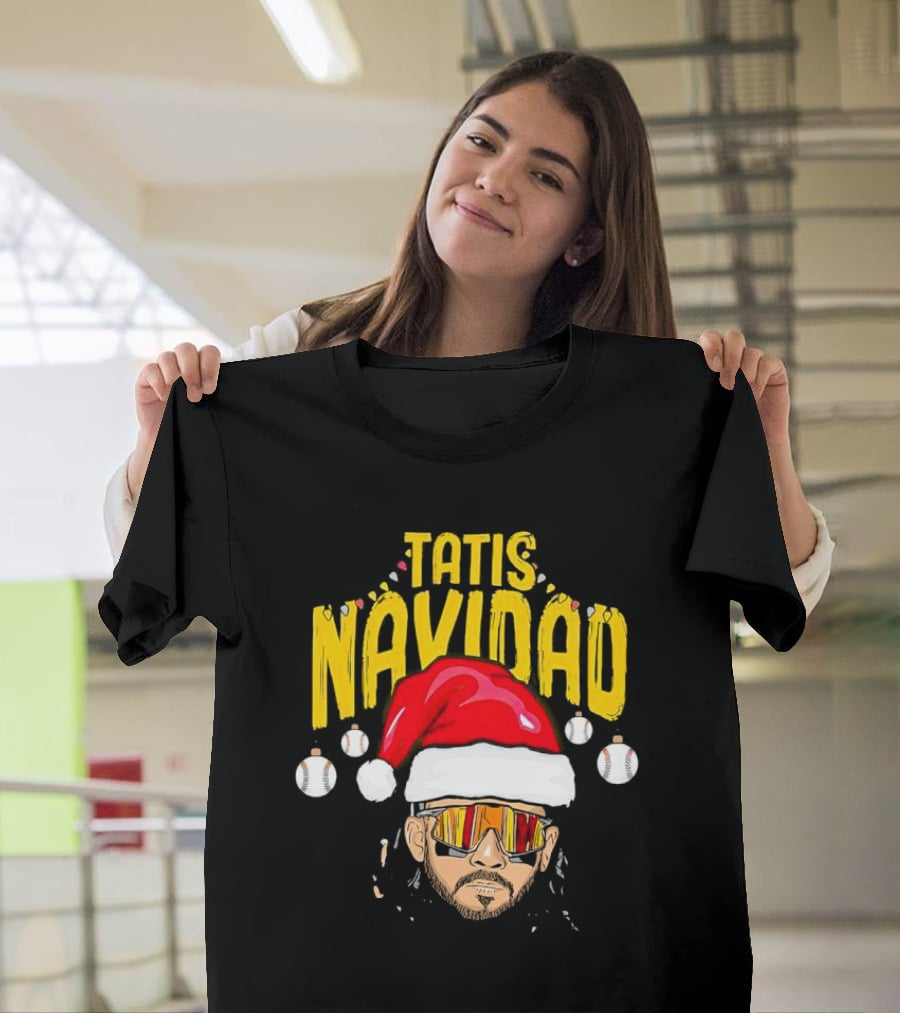 Tatis Navidad Santa Hat Baseball Sunglasses T-Shirt