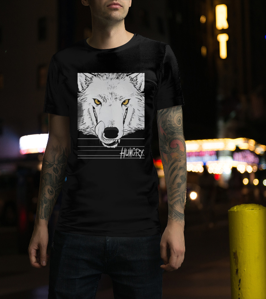 Hungry Wolf Illustration With Intense Expression T-Shirt